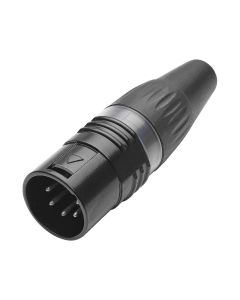 HICON XLR, 5-pole male, silver-plated contacts, black metal housing