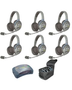 Eartec UltraLITE UL6D HD Kit - 6x Double Ear Ultralite Headphones, hub, case, ch