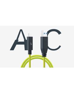 Angelbird USB-A to C 3.2 Solid Flexâ„˘ Cable Lime 32 cm / 1 ft