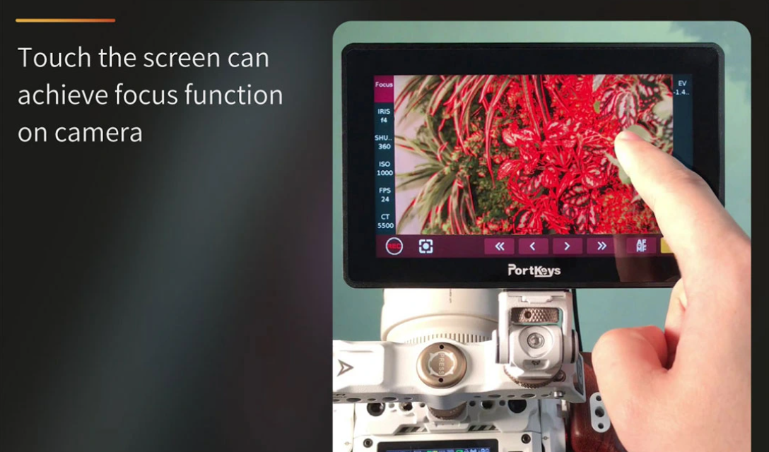 Touch screen control focus for the RED KOMODO, Panasonic BGH1, Z Cam E2